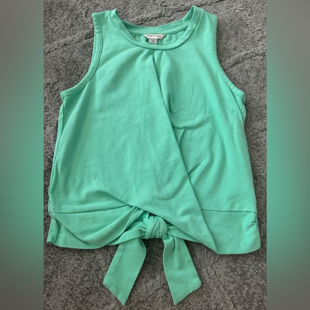 HABITUAL Kid Mint Green Mock-Wrap Girls Top with Bow in Back Youth 10